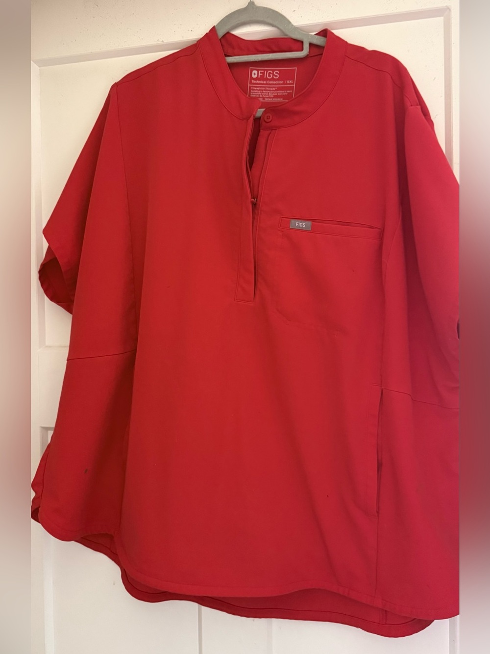 FIGS 5XL Montex Classic Mock Neck Scrub Top in Pop Red